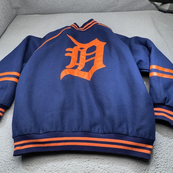 Detroit Tigers Jacket Mens 6XL Blue MLB Baseball Wool Leather JH Design USA - Picture 13 of 16